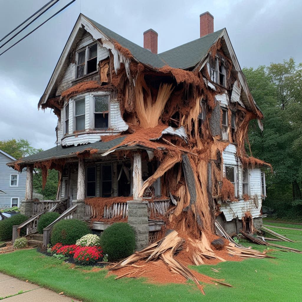 Damaged tree on an Chandler home showing signs of disease and decay